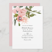 Blush Pink Floral QR Code RSVP Weddenschap Kaart (Voorkant / Achterkant)