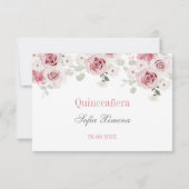 Blush Pink Floral Quinceañera Bedankkaart (Achterkant)