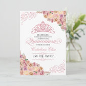 Blush Pink Floral Quinceanera Birthday Kaart (Staand voorkant)