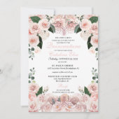 Blush Pink Floral Quinceanera Birthday Uitnodiging (Voorkant)