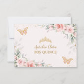 Blush Pink Floral Quinceañera Butterflies Antwoord (Achterkant)