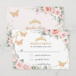 Blush Pink Floral Quinceañera Butterflies Antwoord
