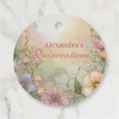 Blush Pink Floral Quinceanera Celebration Bedankjes Labels (Voorkant)