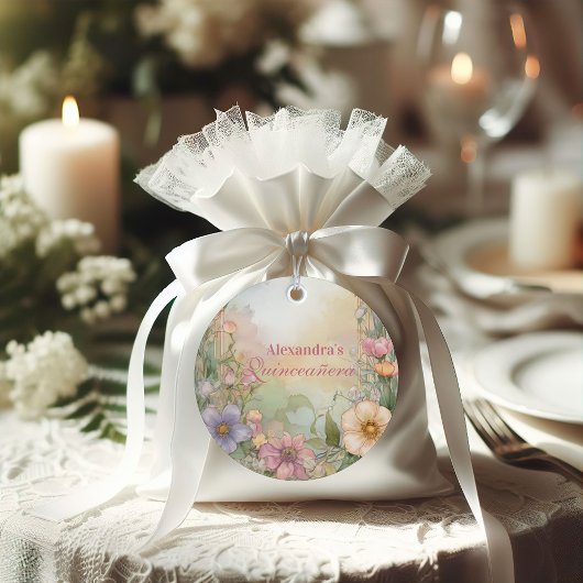 Blush Pink Floral Quinceanera Celebration Bedankjes Labels