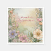 Blush Pink Floral Quinceanera Celebration Servet (Voorkant)