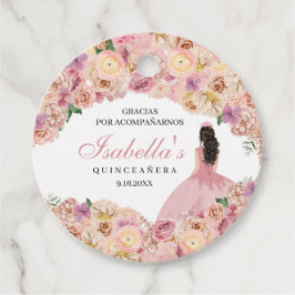 Blush Pink Floral Quinceanera Circle Favor Tags Bedankjes Labels