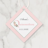 Blush Pink Floral Quinceanera dank u Bedankjes Labels (Achterkant)