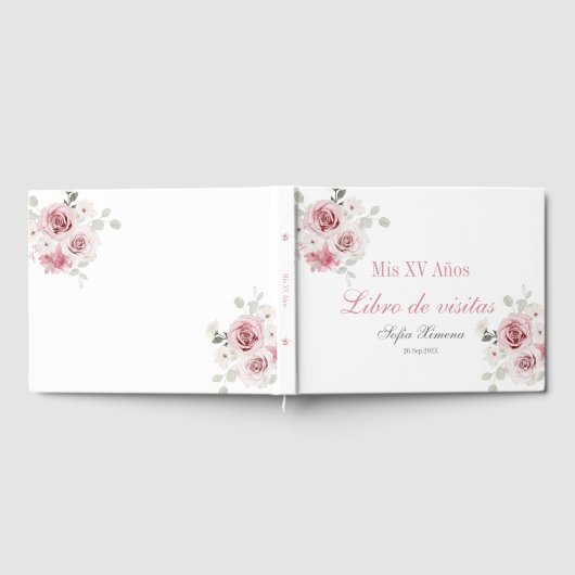 Blush Pink Floral Quinceañera Gastenboek (Volledig)