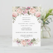 Blush Pink Floral Quinceanera Kaart (Staand voorkant)