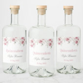 Blush Pink Floral Quinceañera Likeurfles Etiket (Flessen)