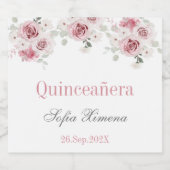 Blush Pink Floral Quinceañera Likeurfles Etiket (Enkel label)