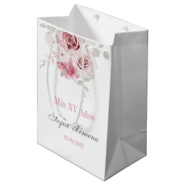 Blush Pink Floral Quinceañera Medium Cadeauzakje