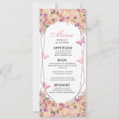 Blush Pink Floral Quinceanera Menu Kaart (Voorkant)