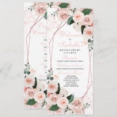 Blush Pink Floral Quinceanera Programme Kaart (Voorkant / Achterkant)