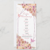Blush Pink Floral Quinceanera Programme Kaart (Achterkant)