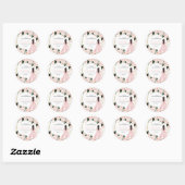 Blush Pink Floral Quinceanera Round Stickers (Vel)
