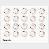Blush Pink Floral Quinceanera Round Stickers (Vel)