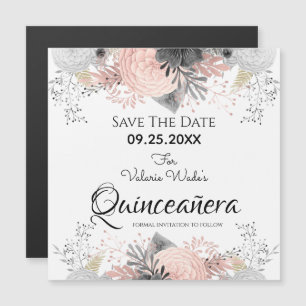 Blush Pink Floral Quinceanera Save the Date