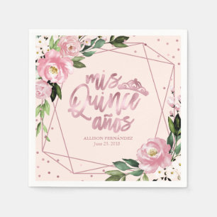 Blush Pink Floral Quinceanera Servet