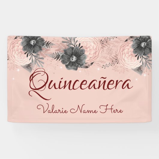 Blush Pink Floral Quinceanera Spandoek (Horizontaal)