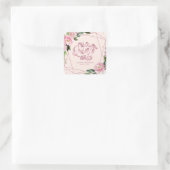 Blush Pink Floral Quinceanera Vierkante Sticker (Tas)