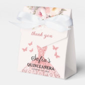 Blush Pink Floral Quinceañera Vlinders Bedankdoosjes (Voorkant Zijde)