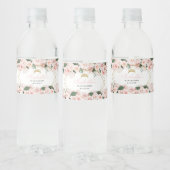 Blush Pink Floral Quinceanera Waterfles Etiket (Flessen)