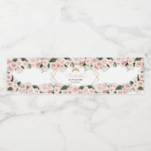 Blush Pink Floral Quinceanera Waterfles Etiket (Enkel label)
