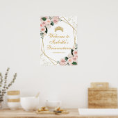 Blush Pink Floral Quinceanera Welcome Sign. Poster (Keuken)