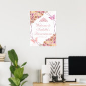 Blush Pink Floral Quinceanera Welcome Sign. Poster (Thuiskantoor)