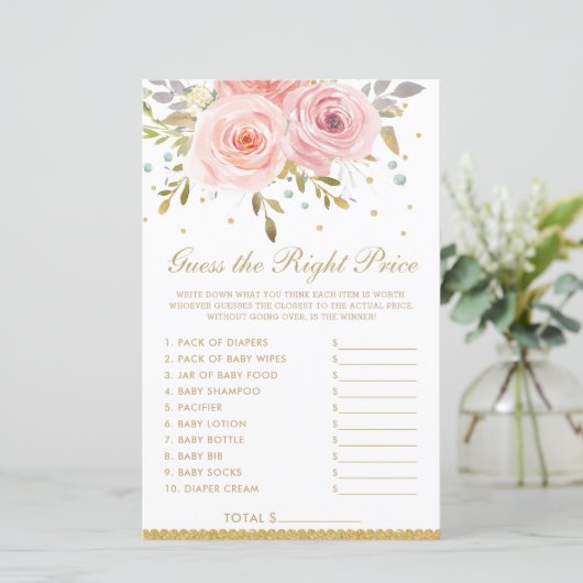 Blush Pink Floral raad de juiste prijs Showgame (Staand voorkant)
