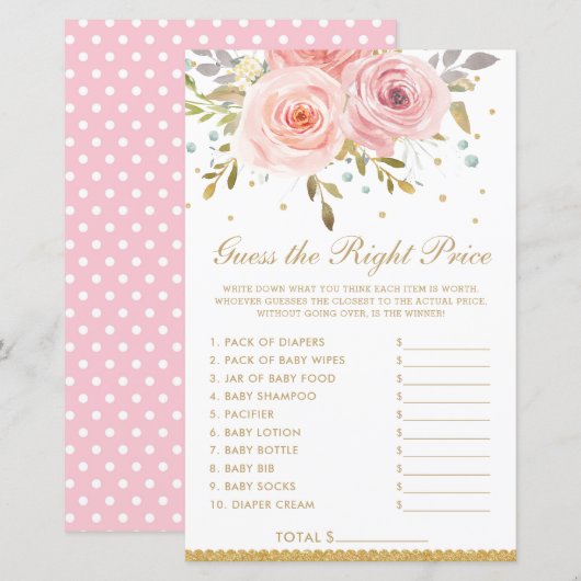 Blush Pink Floral raad de juiste prijs Showgame (Voorkant / Achterkant)