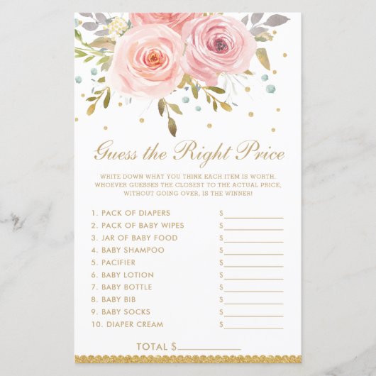 Blush Pink Floral raad de juiste prijs Showgame (Voorkant)