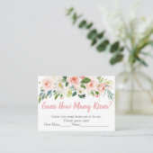 Blush Pink Floral raden hoeveel Kisses Game Plaatskaartje (Staand voorkant)
