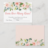 Blush Pink Floral raden hoeveel Kisses Game Plaatskaartje (Voorkant / Achterkant)