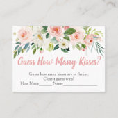 Blush Pink Floral raden hoeveel Kisses Game Plaatskaartje (Voorkant)