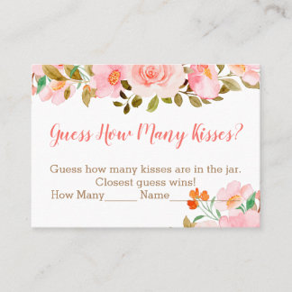 Blush Pink Floral raden hoeveel Kisses Game Plaatskaartje