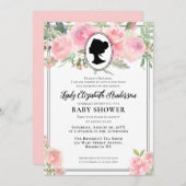  Blush Pink Floral Regency Baby shower Kaart (Voorkant / Achterkant)