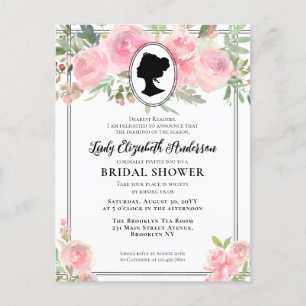  Blush Pink Floral Regency Vrijgezellenfeest Briefkaart