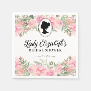 Blush Pink Floral Regency Vrijgezellenfeest Servet