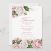 Blush Pink  Floral Retirement Party Kaart (Voorkant)