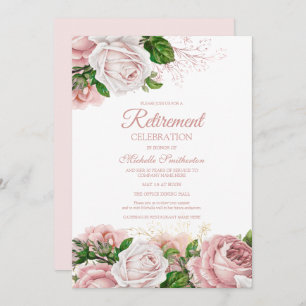 Blush Pink  Floral Retirement Party Kaart