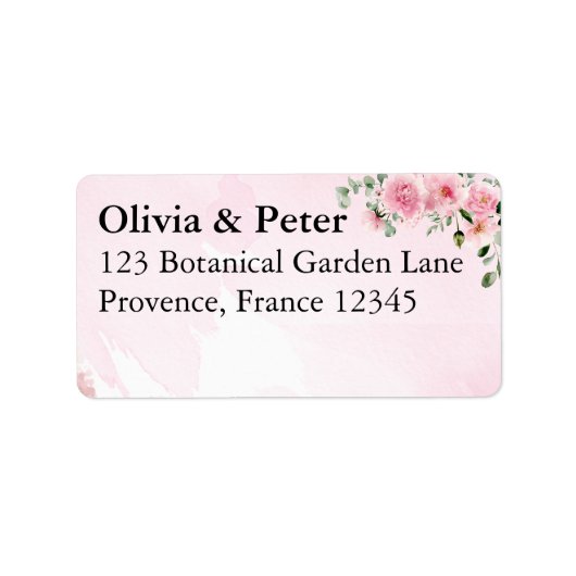 Blush Pink Floral Return Address Label (Voorkant)