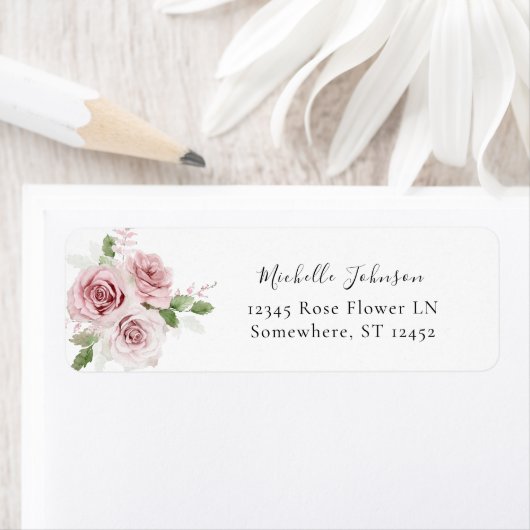Blush Pink Floral Return Address Label (Insitu)