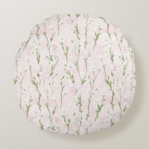 Blush Pink Floral Rond Kussen