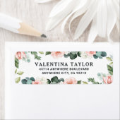 Blush Pink Floral Roos Garden Waterverf Weddenscha Etiket (Insitu)