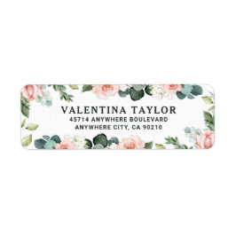 Blush Pink Floral Roos Garden Waterverf Weddenscha Etiket