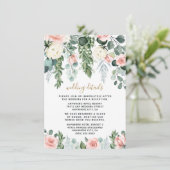 Blush Pink Floral Roos Garden Waterverf Weddenscha Informatiekaartje (Staand voorkant)