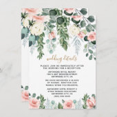 Blush Pink Floral Roos Garden Waterverf Weddenscha Informatiekaartje (Voorkant / Achterkant)