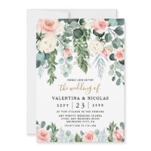 Blush Pink Floral Roos Garden Waterverf Weddenscha